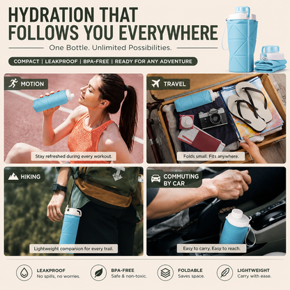 Multi-Function Foldable Water Bottle | Leakproof | BPA-Free | Travel & Outdoor Use